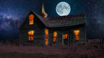 Burning House Halloween Decoration Causing People To Call The Fire Department