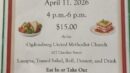 Lasagna Dinner April 11 @ 4:00 pm - 6:00 pm $15.00