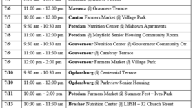 Office for the Aging Farmer Market Coupons - July Distribution Schedule