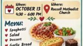 Spaghetti Dinner October 13 @ 4:30 pm - 6:00 pm
